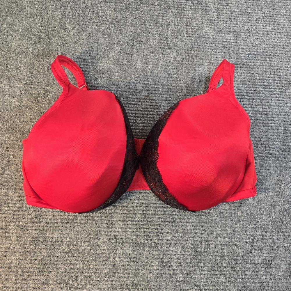 Lane Bryant Cacique Underwire Red w/ Black Lace Bra 46DDD